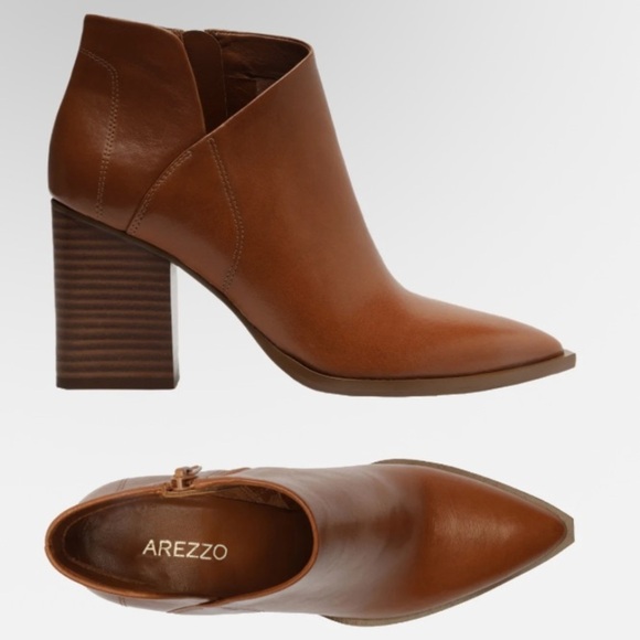 Elegant Brown Ankle Booties AREZZO, leather!​​ Scratches in leather! - Picture 6 of 11